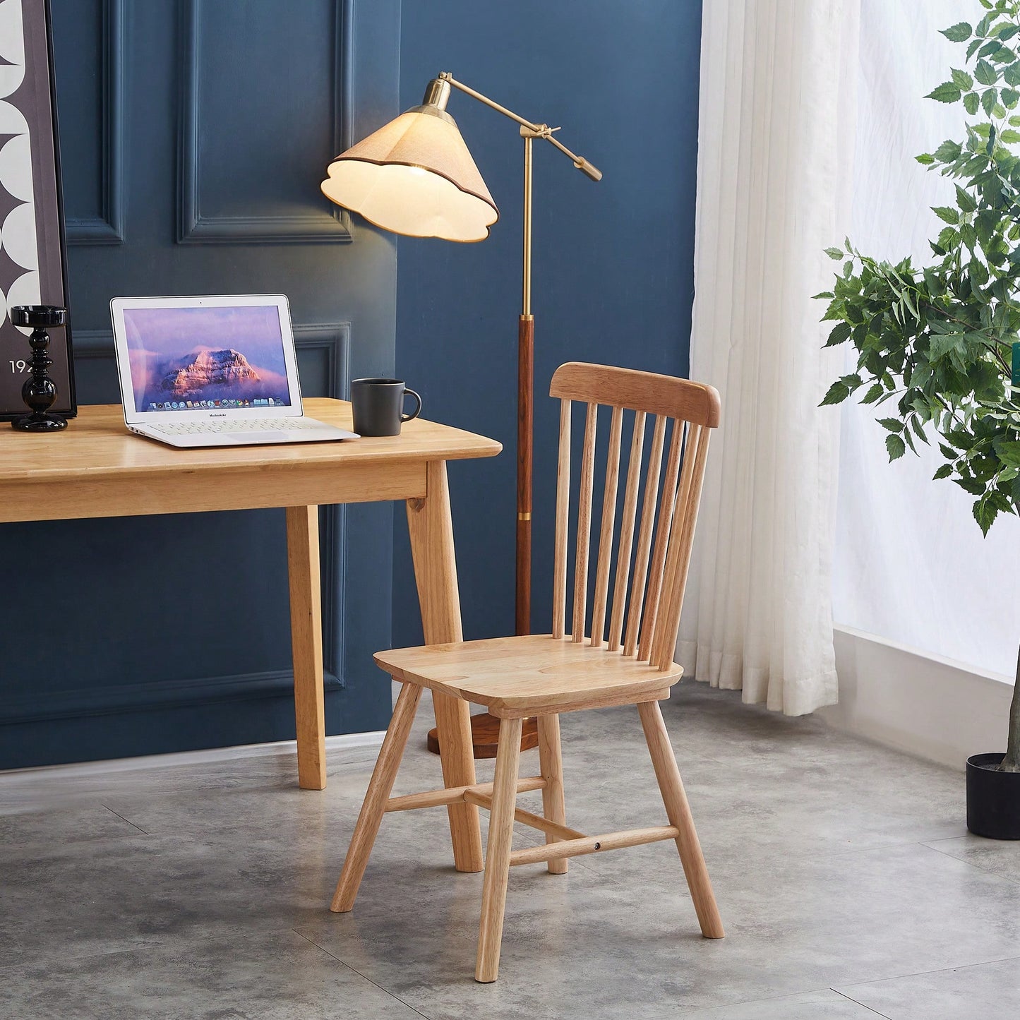 Set Of 4 White Solid Wood Dining Chairs - Simple Natural Design For Dining Room And Living Space