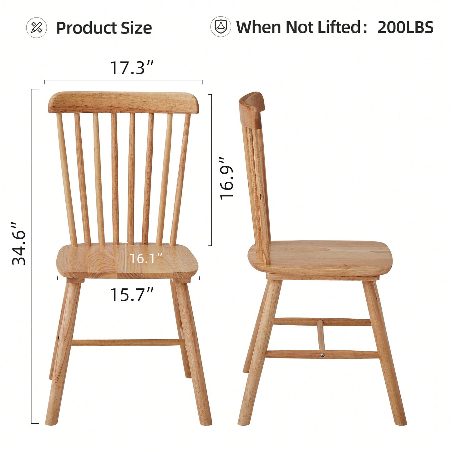 Set Of 4 White Solid Wood Dining Chairs - Simple Natural Design For Dining Room And Living Space