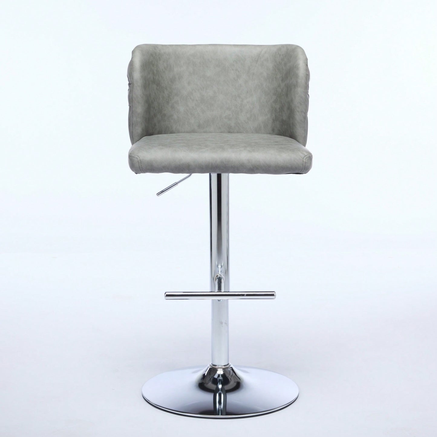 Modern Adjustable Height Swivel Bar Stools with Chrome Base Set of 2 Tufted PU Upholstery for Kitchen Island and Home Pub Beige