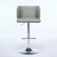 Modern Adjustable Height Swivel Bar Stools with Chrome Base Set of 2 Tufted PU Upholstery for Kitchen Island and Home Pub Beige