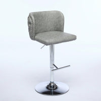 Modern Adjustable Height Swivel Bar Stools with Chrome Base Set of 2 Tufted PU Upholstery for Kitchen Island and Home Pub Beige