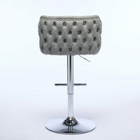 Modern Adjustable Height Swivel Bar Stools with Chrome Base Set of 2 Tufted PU Upholstery for Kitchen Island and Home Pub Beige