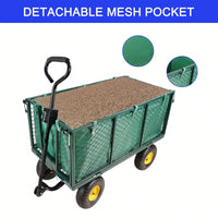 Transportable Green Flower Cart With Cloth Bag - Ideal For Firewood And Garden Essentials