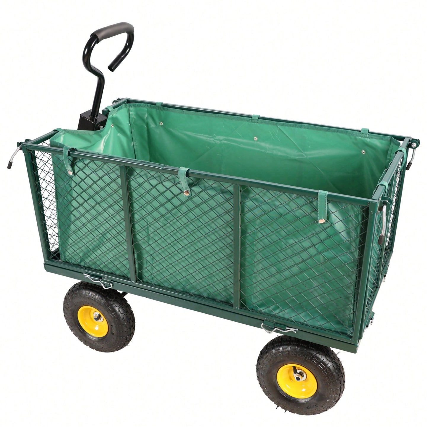 Transportable Green Flower Cart With Cloth Bag - Ideal For Firewood And Garden Essentials