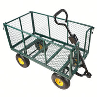 Transportable Green Flower Cart With Cloth Bag - Ideal For Firewood And Garden Essentials