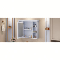 Stylish 35'' X 28'' Wall-Mounted Bathroom Storage Cabinet With Mirror Door And 6 Open Shelves - Modern Design For Efficient Organization