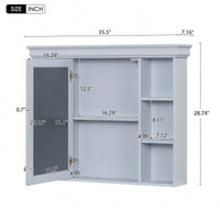 Stylish 35'' X 28'' Wall-Mounted Bathroom Storage Cabinet With Mirror Door And 6 Open Shelves - Modern Design For Efficient Organization