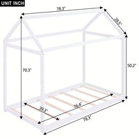 Cozy Twin Size Wooden House Bed In Stylish Gray Finish For Kids' Rooms