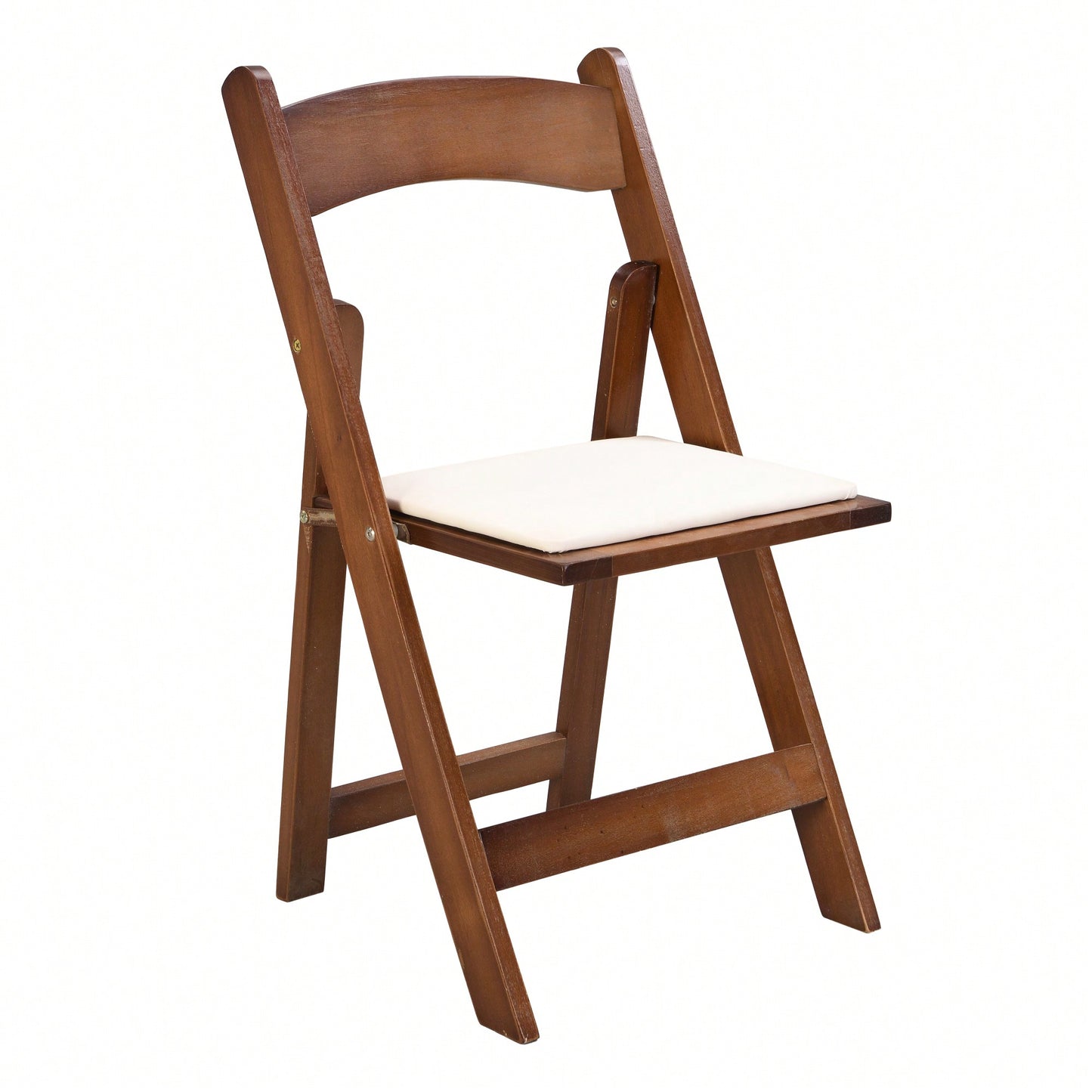 Space-Saving Upholstered Folding Chairs Set Of 4 With Walnut Shelf And Beige Cushion - Easy To Carry Dining Room Furniture