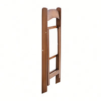 Space-Saving Upholstered Folding Chairs Set Of 4 With Walnut Shelf And Beige Cushion - Easy To Carry Dining Room Furniture