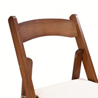 Space-Saving Upholstered Folding Chairs Set Of 4 With Walnut Shelf And Beige Cushion - Easy To Carry Dining Room Furniture