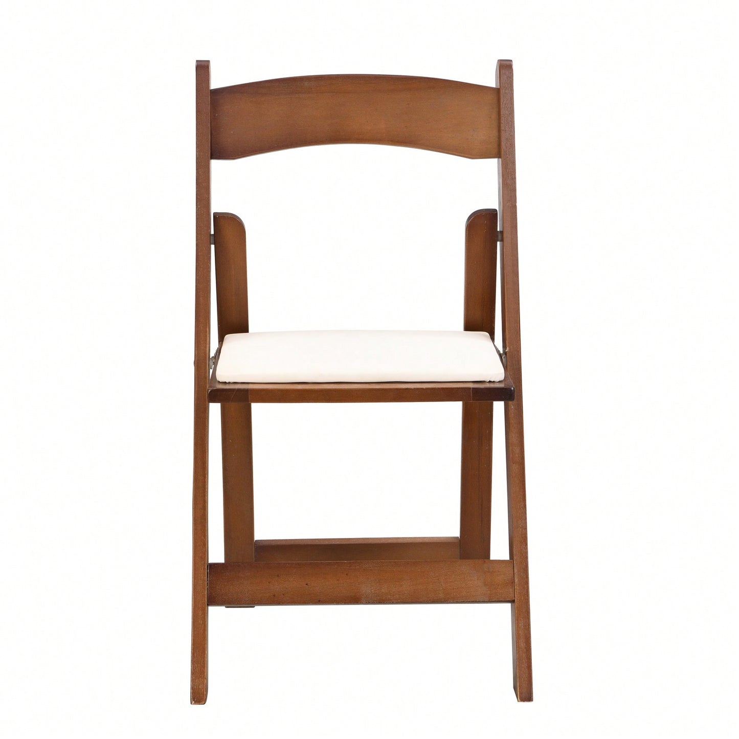 Space-Saving Upholstered Folding Chairs Set Of 4 With Walnut Shelf And Beige Cushion - Easy To Carry Dining Room Furniture