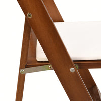 Space-Saving Upholstered Folding Chairs Set Of 4 With Walnut Shelf And Beige Cushion - Easy To Carry Dining Room Furniture