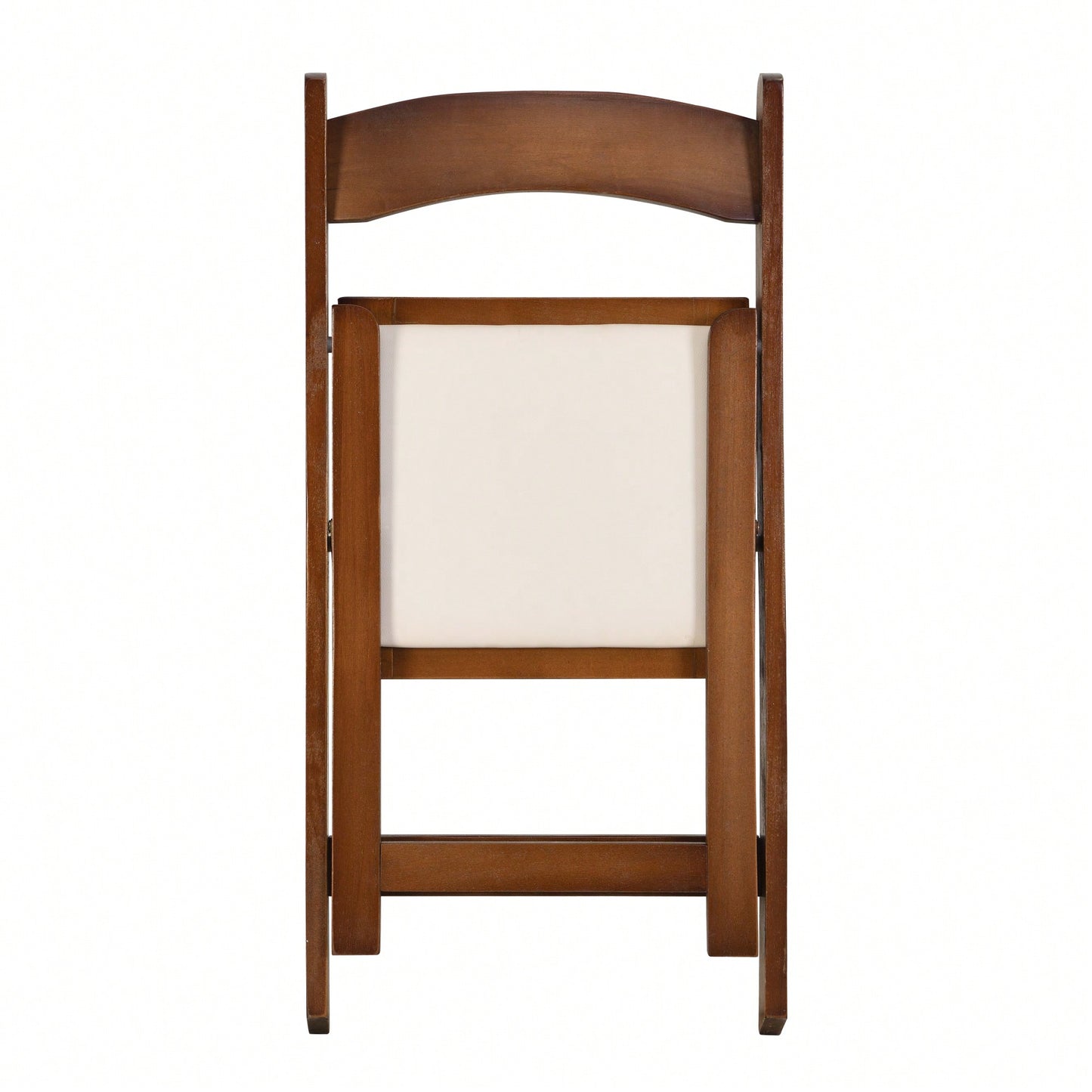 Space-Saving Upholstered Folding Chairs Set Of 4 With Walnut Shelf And Beige Cushion - Easy To Carry Dining Room Furniture