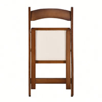 Space-Saving Upholstered Folding Chairs Set Of 4 With Walnut Shelf And Beige Cushion - Easy To Carry Dining Room Furniture