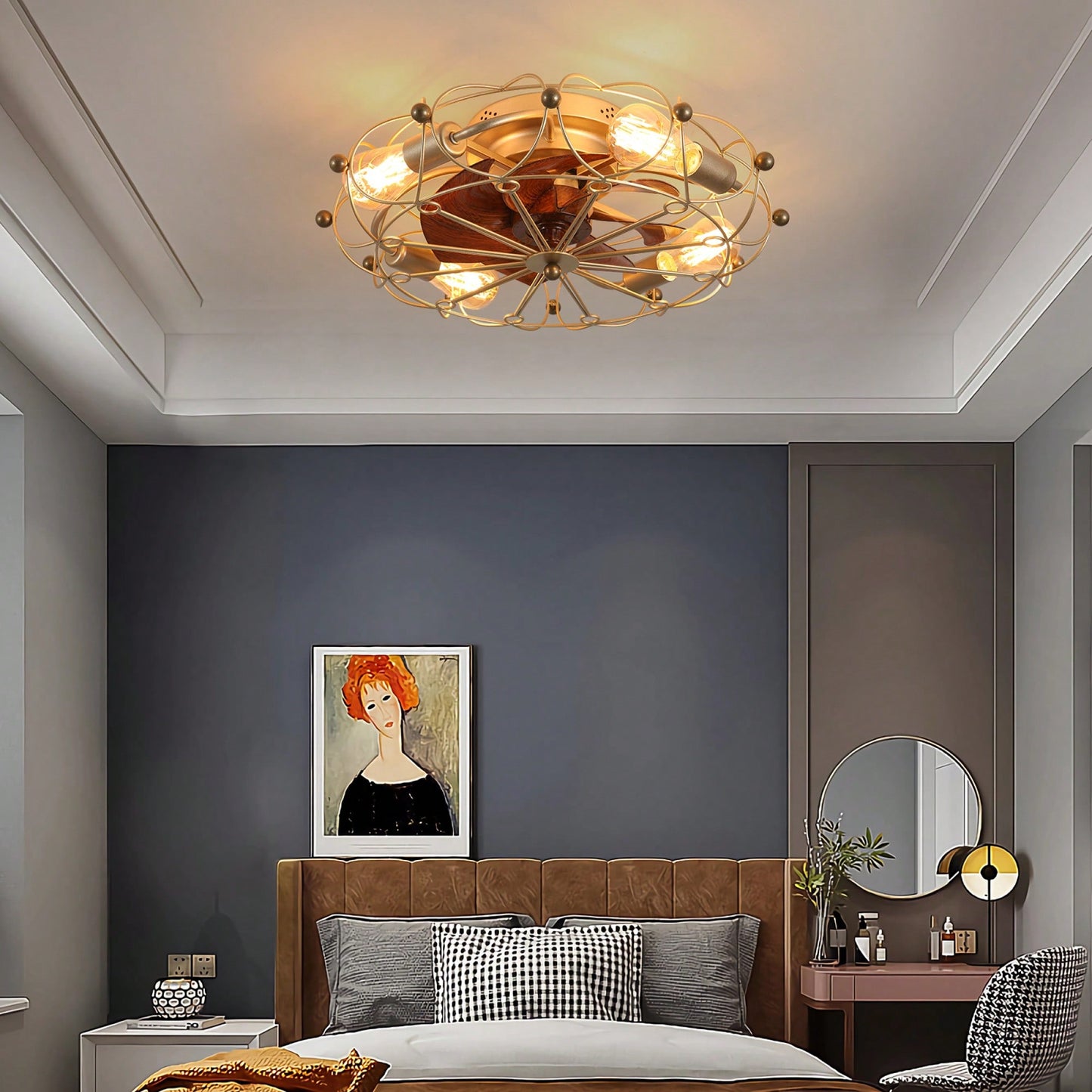 Sleek Low Profile Industrial Ceiling Fan With Integrated Lighting And Remote Control