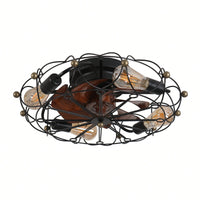 Sleek Low Profile Industrial Ceiling Fan With Integrated Lighting And Remote Control