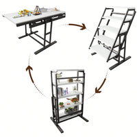 Elegant Solid Mahogany Multifunction Convertible Dining Table With Space-Saving Shelf, Ideal For Home And Studio - White Finish