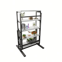 Elegant Solid Mahogany Multifunction Convertible Dining Table With Space-Saving Shelf, Ideal For Home And Studio - White Finish