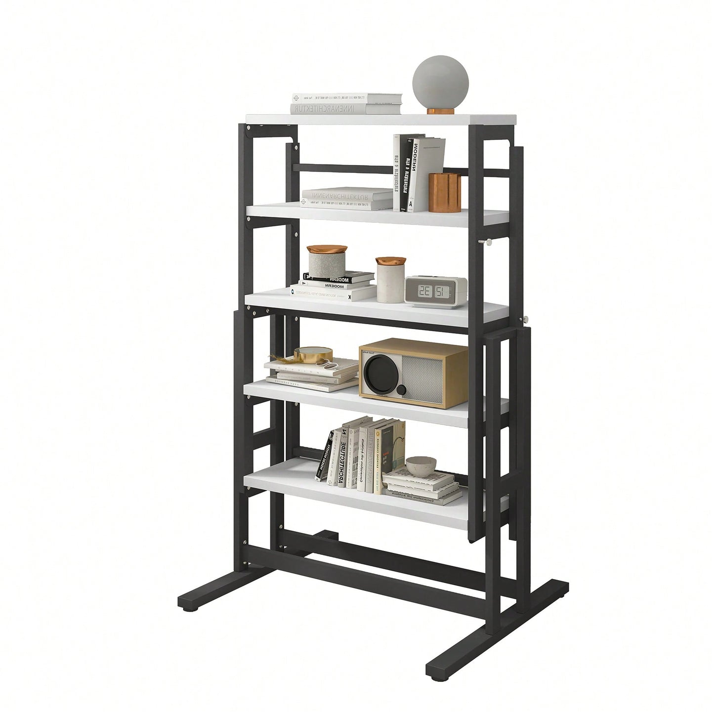 Elegant Solid Mahogany Multifunction Convertible Dining Table With Space-Saving Shelf, Ideal For Home And Studio - White Finish