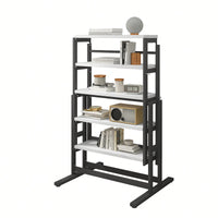 Elegant Solid Mahogany Multifunction Convertible Dining Table With Space-Saving Shelf, Ideal For Home And Studio - White Finish