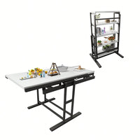 Elegant Solid Mahogany Multifunction Convertible Dining Table With Space-Saving Shelf, Ideal For Home And Studio - White Finish