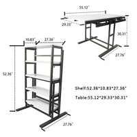 Elegant Solid Mahogany Multifunction Convertible Dining Table With Space-Saving Shelf, Ideal For Home And Studio - White Finish