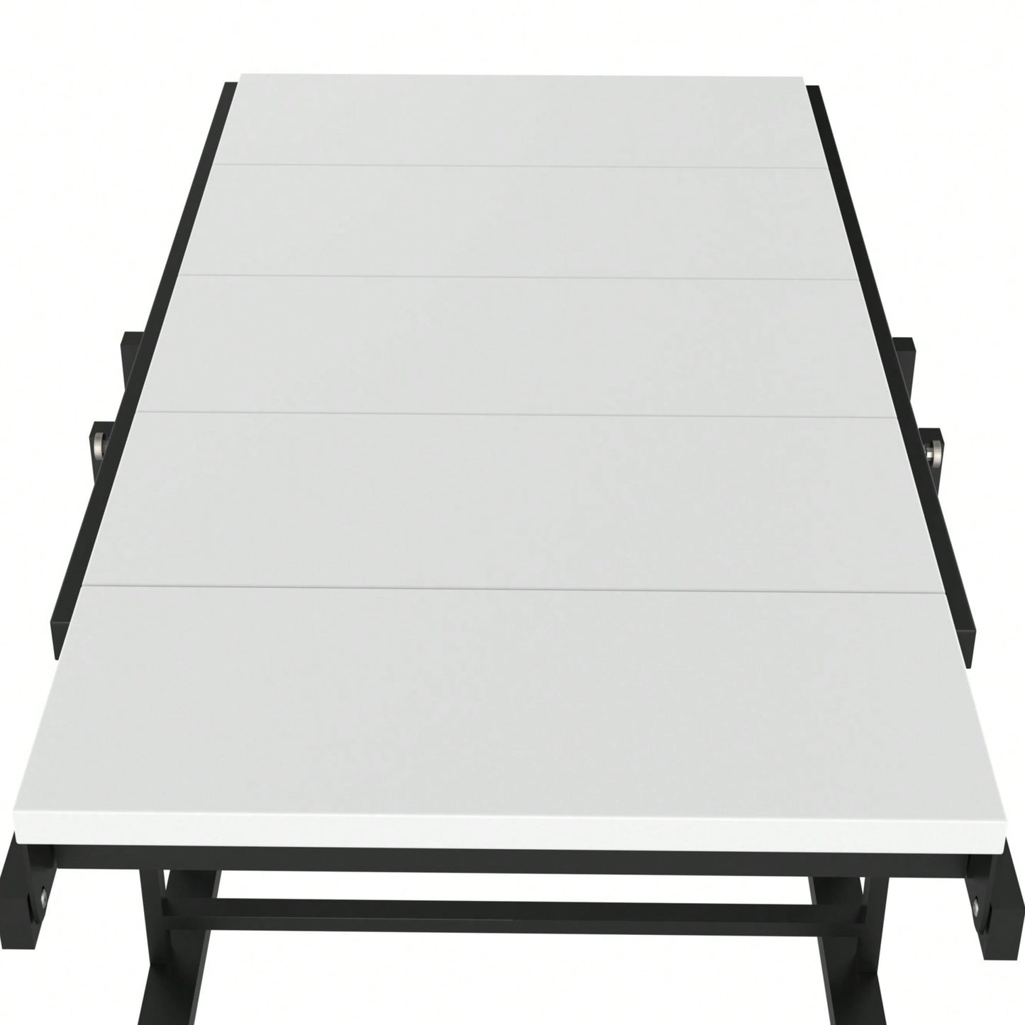 Elegant Solid Mahogany Multifunction Convertible Dining Table With Space-Saving Shelf, Ideal For Home And Studio - White Finish