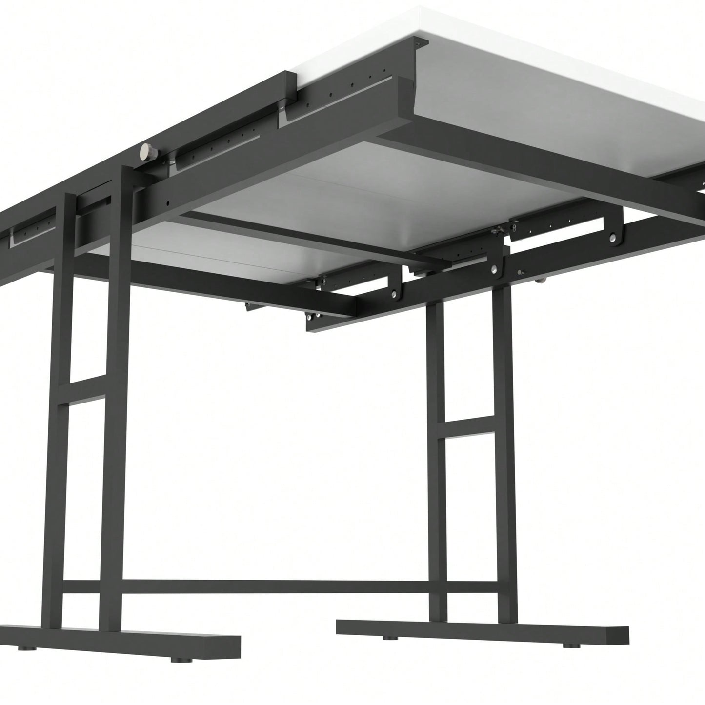 Elegant Solid Mahogany Multifunction Convertible Dining Table With Space-Saving Shelf, Ideal For Home And Studio - White Finish