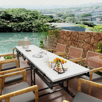 Elegant Solid Mahogany Multifunction Convertible Dining Table With Space-Saving Shelf, Ideal For Home And Studio - White Finish