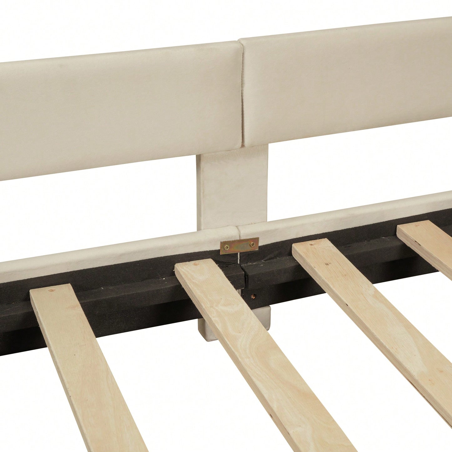 Elegant Beige Twin Size Upholstered Daybed With Classic Striped Headboard – Versatile And Stylish Sleeping Solution For Any Room