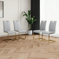Stylish Upholstered Dining Chairs With Faux Leather Seating And Gold Metal Legs - Set Of 4 For Kitchen, Living Room, And Bedroom