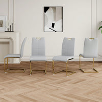 Stylish Upholstered Dining Chairs With Faux Leather Seating And Gold Metal Legs - Set Of 4 For Kitchen, Living Room, And Bedroom