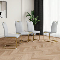 Stylish Upholstered Dining Chairs With Faux Leather Seating And Gold Metal Legs - Set Of 4 For Kitchen, Living Room, And Bedroom