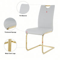 Stylish Upholstered Dining Chairs With Faux Leather Seating And Gold Metal Legs - Set Of 4 For Kitchen, Living Room, And Bedroom