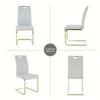 Stylish Upholstered Dining Chairs With Faux Leather Seating And Gold Metal Legs - Set Of 4 For Kitchen, Living Room, And Bedroom