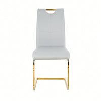 Stylish Upholstered Dining Chairs With Faux Leather Seating And Gold Metal Legs - Set Of 4 For Kitchen, Living Room, And Bedroom