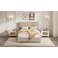 Stylish Grey Upholstered Platform Bed with Storage and Tufted Headboard for Kids Teens and Adults