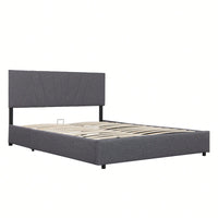 Stylish Grey Upholstered Platform Bed with Storage and Tufted Headboard for Kids Teens and Adults