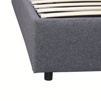 Stylish Grey Upholstered Platform Bed with Storage and Tufted Headboard for Kids Teens and Adults