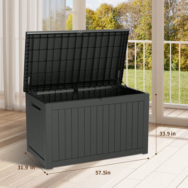 Large Black Waterproof Outdoor Storage Box for Patio Cushions Tools and Sports Gear 230 Gallon Lockable and Weather Resistant