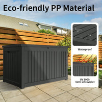 Large Black Waterproof Outdoor Storage Box for Patio Cushions Tools and Sports Gear 230 Gallon Lockable and Weather Resistant