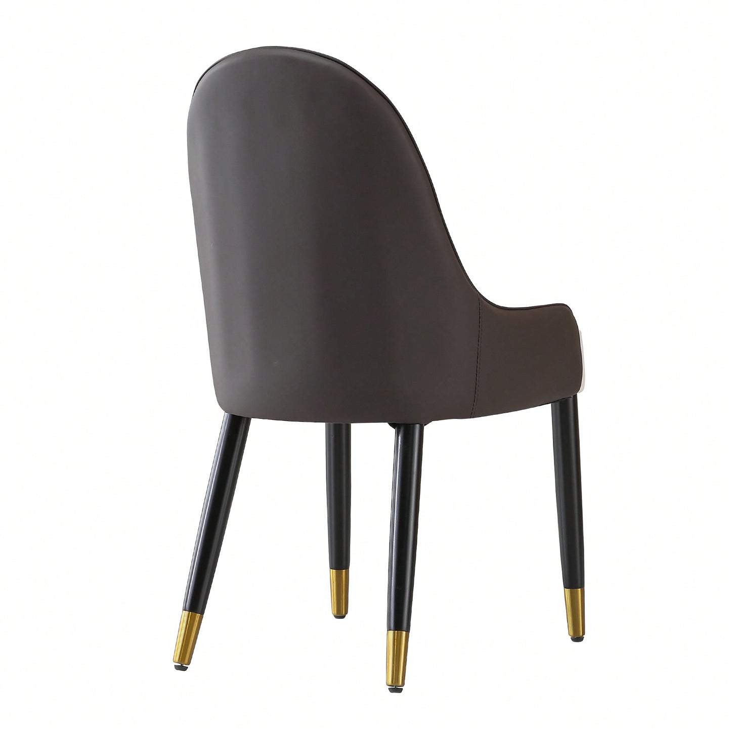 Elegant PU Leather Dining Chairs In White With Chic Brown Metal Legs - Set Of 2