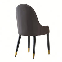 Elegant PU Leather Dining Chairs In White With Chic Brown Metal Legs - Set Of 2