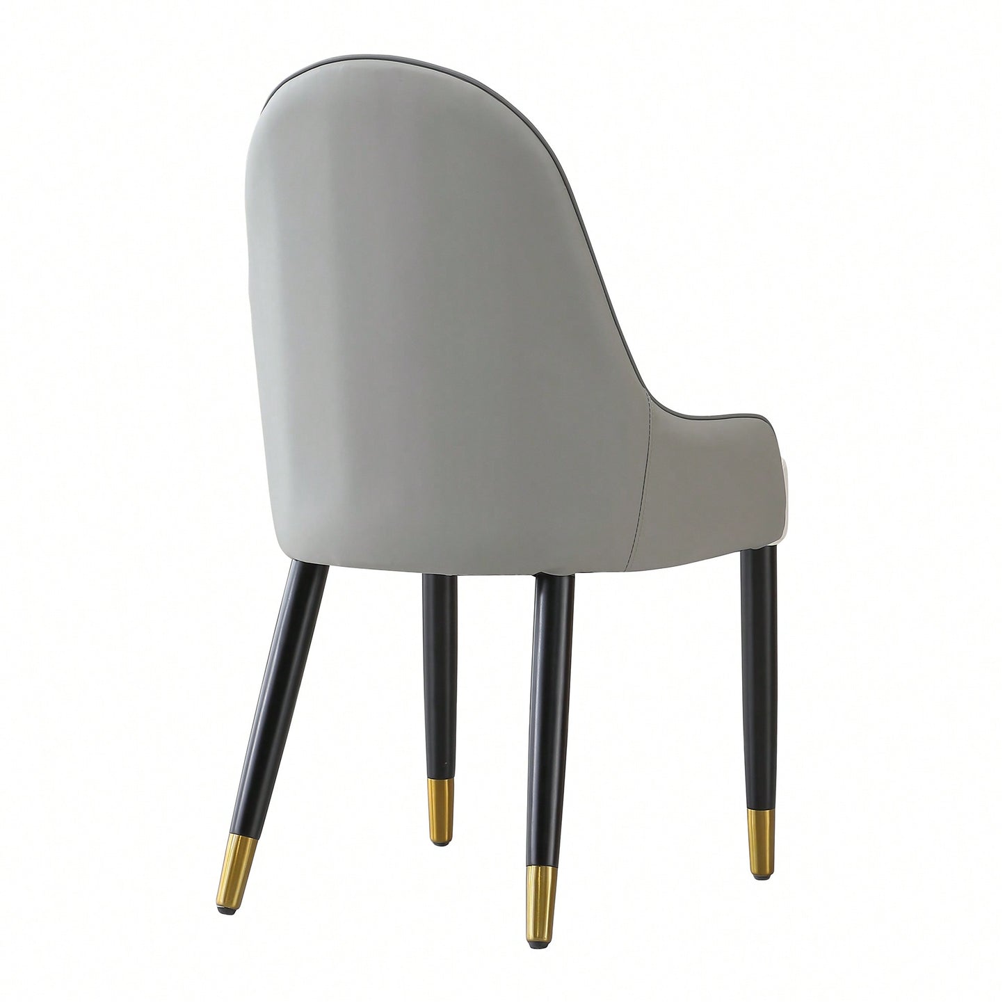 Elegant PU Leather Dining Chairs In White With Chic Brown Metal Legs - Set Of 2