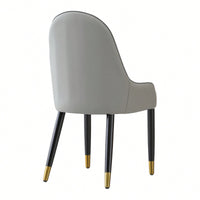 Elegant PU Leather Dining Chairs In White With Chic Brown Metal Legs - Set Of 2