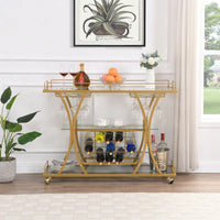 Elegant Wine Cart With Tempered Glass Top And Metal Frame For Stylish Wine Storage