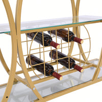 Elegant Wine Cart With Tempered Glass Top And Metal Frame For Stylish Wine Storage