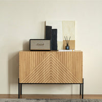 Versatile 2-Door Grooved Storage Cabinets For Living Rooms, Dining Areas, And Corridors With Multifunctional Control Desk