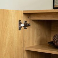 Versatile 2-Door Grooved Storage Cabinets For Living Rooms, Dining Areas, And Corridors With Multifunctional Control Desk